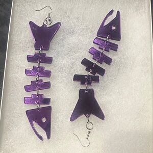 Purple Fishbone Earrings